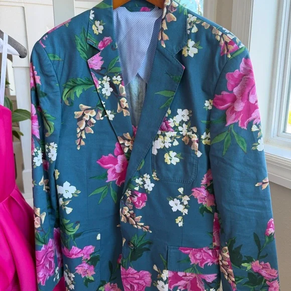 Men’s Kentucky Derby/Oaks Cotton-Linen Floral Blazer - Picture 2 of 8